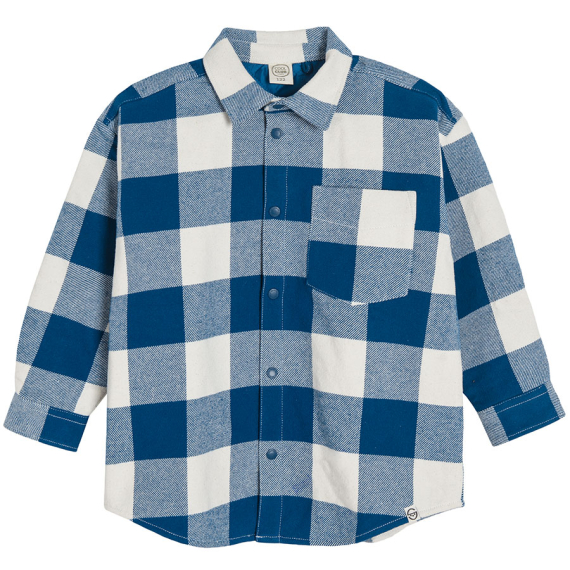 E-shop Kostkovaná košile s dlouhým rukávem- modrá - 104 CHECK