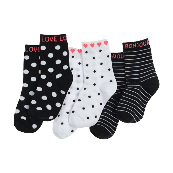E-shop Vysoké ponožky 3 ks- bílá, černá - 31_33 MIX