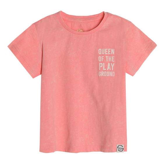 Tričko s krátkým rukávem a nápisem- růžové                    