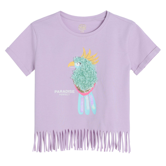Tričko krátký rukáv s třásněmi- fialové                    