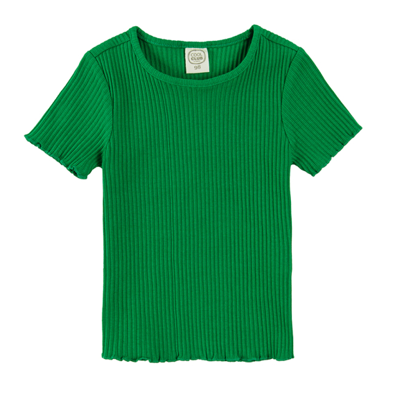 E-shop Žebrované tričko s krátkým rukávem- zelené - 122 GREEN