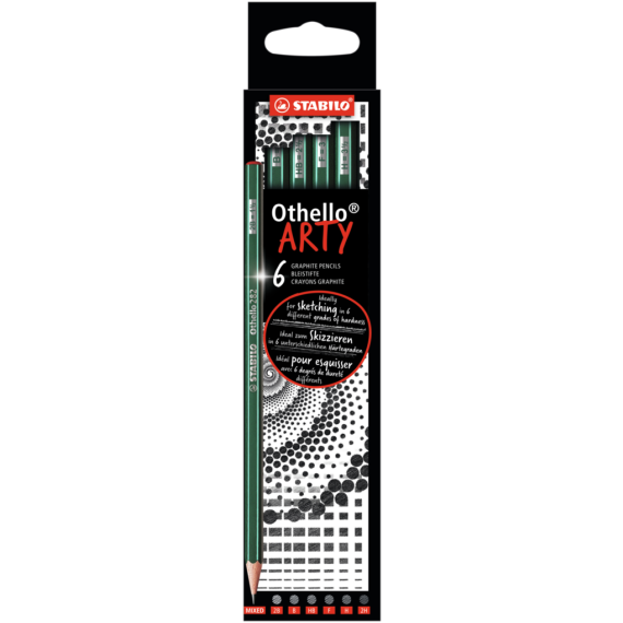 Grafitová tužka - STABILO Othello - ARTY - 6 ks sada - Mix stupňů tvrdosti 1x 2B, B, HB, F, H, 2H                    