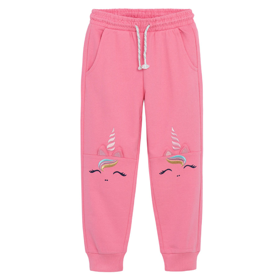 E-shop Sportovní kalhoty s aplikací na kolenou- růžové - 104 PINK