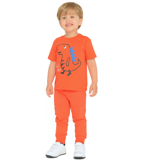 Bavlněné tepláky s nápisem- oranžové                    