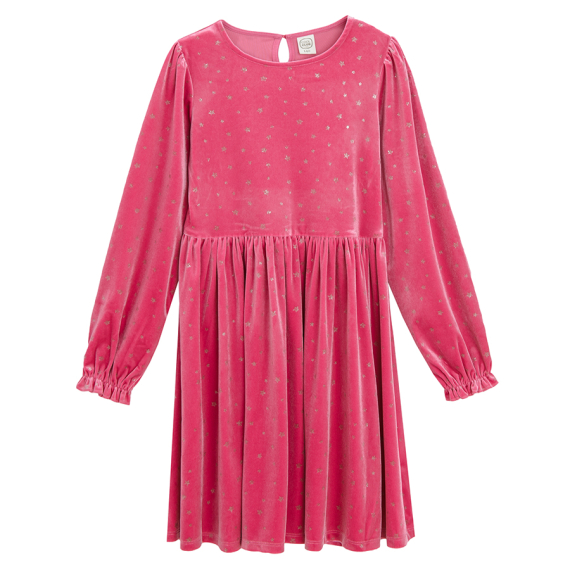Semišové šaty s dlouhým rukávem- růžové                    