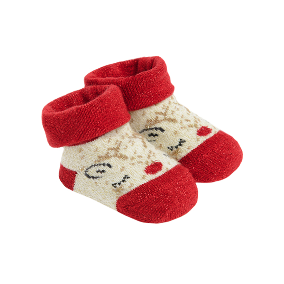 E-shop Kojenecké vánoční ponožky- červené - 0-3 MONTHS CREAMY
