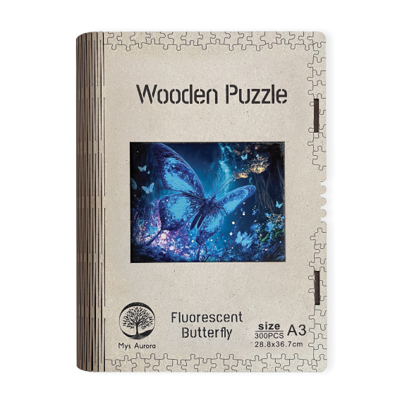 Wooden puzzle Fluorescent Butterfly A3                    