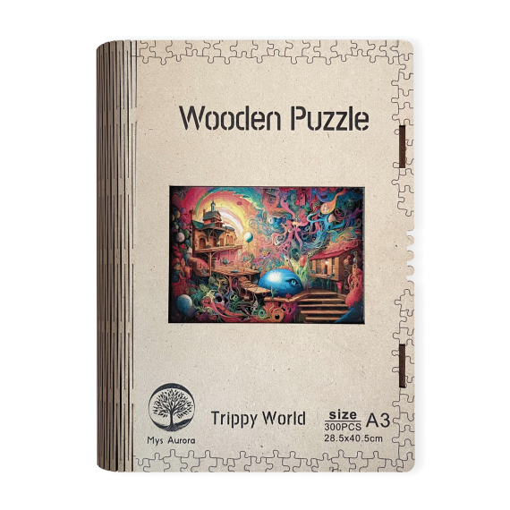 Wooden puzzle Trippy World A3                    