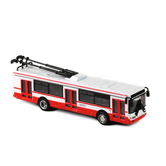 E-shop Kovový trolejbus červený 16 cm