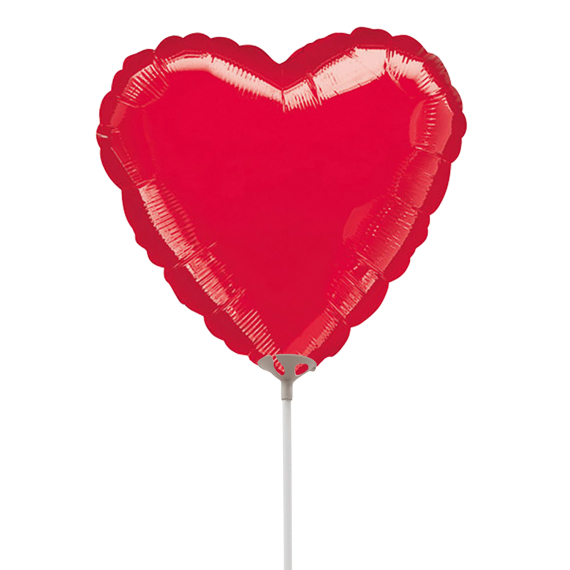 Foliový balónek na tyčce - kulatý - Srdce                    