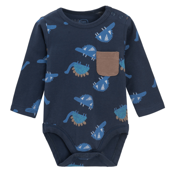 Body s dlouhým rukávem s dinosaury -tmavě modré                    