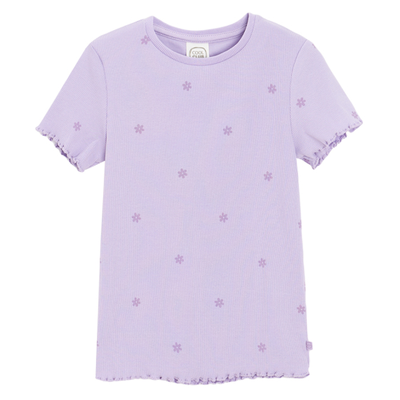 Žebrované tričko s krátkým rukávem -fialová                    