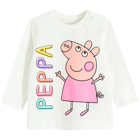 Tričko s dlouhým rukávem Prasátko Peppa- bílé                    