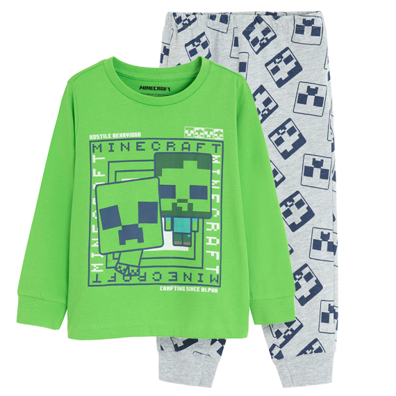 Bavlněné pyžamo Minecraft- zelené                    