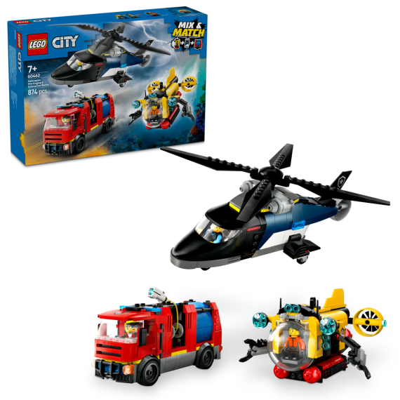LEGO® City 60462 Remix: Helikoptéra, hasičský vůz a ponorka                    