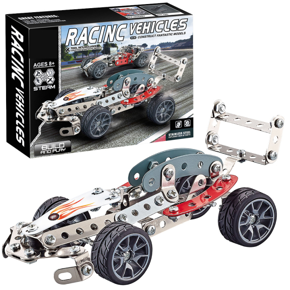 Kovová stavebnice 146 ks - Závodní auto                    