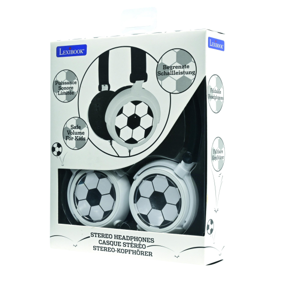 Lexibook skládací drátová sluchátka Fotbal s limitem hlasitosti                    