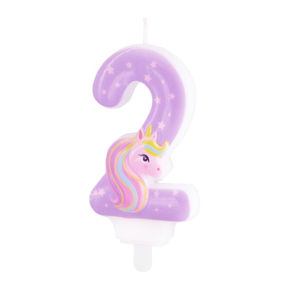 Svička dortová Jednorožec "2" 8 cm                    