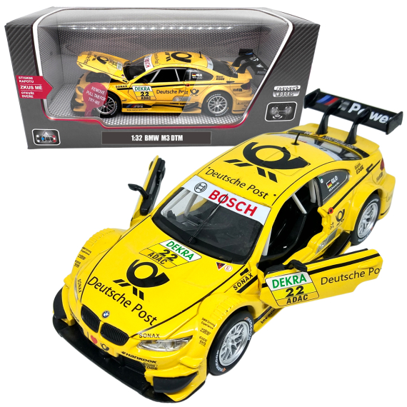 Kovový model - 1:32 BMW M3 DTM žluté                    