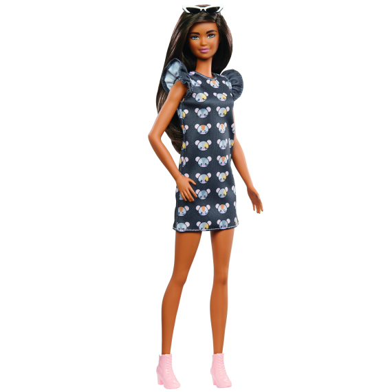 Barbie modelka džínové šaty s hvězdičkami                    