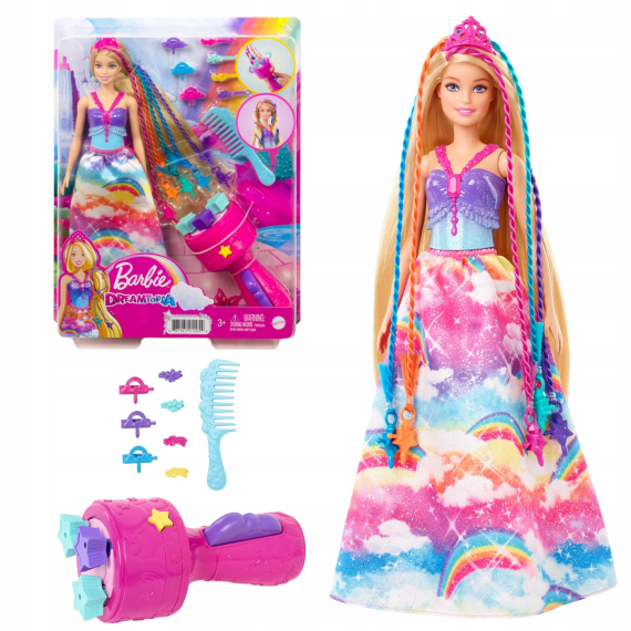 E-shop Barbie princezna s barevnými vlasy herní set