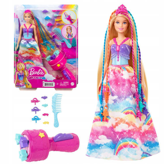 Barbie princezna s barevnými vlasy herní set                    