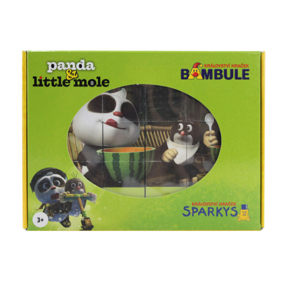 Dřevěné kostky Krtek a Panda 12 ks                    