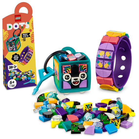 LEGO® DOTS 41945 Neonový tygr – náramek &amp; ozdoba na tašku                    