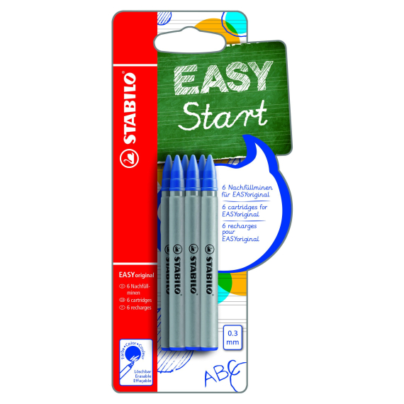 Náhradní náplň - STABILO EASYoriginal Refill - medium - 6 ks balení - modrý zmizíkovatelný inkoust                    