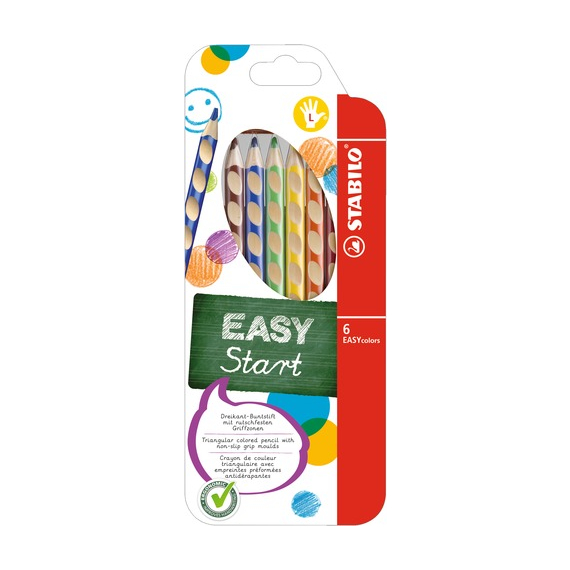 Ergonomické pastelky pro leváky - STABILO EASYcolors - 6 ks sada - 6 různých barev                    