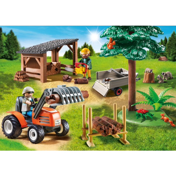 Dřevorubci s traktorem                    