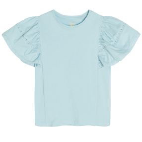 Tričko s nabíranými rukávy- modré