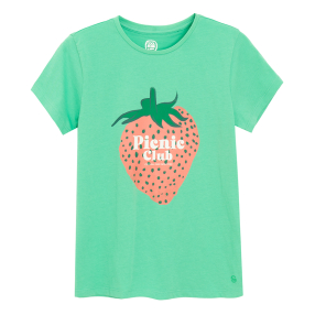 Tričko s krátkým rukávem s jahodou -zelené