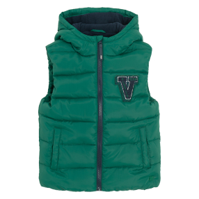 Prošívaná vesta s kapucí -zelená