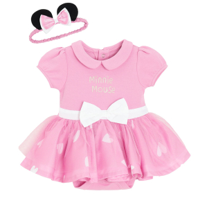 Set body s tylovou sukní a čelenkou Minnie Mouse -růžové