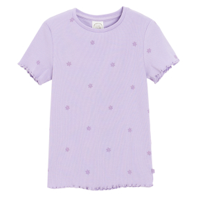 Žebrované tričko s krátkým rukávem -fialová