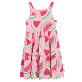 Šaty bez rukávů s potiskem melounů -růžové